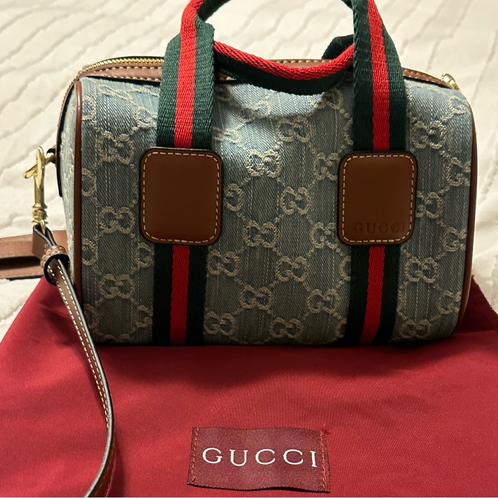 Gucci Denim Mini Boston Bag